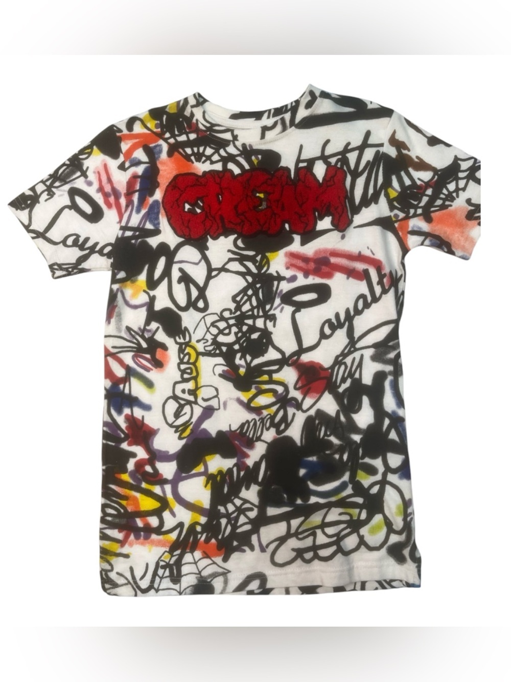 Sz L Kids Graphic Scribble Print Tee with Red Patch